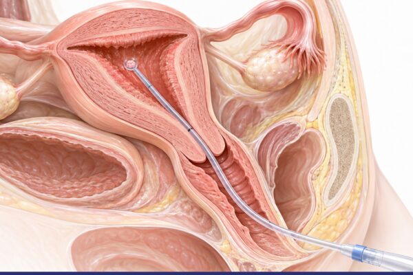 IVF embryo transfer procedure showing an embryo being placed into the uterus