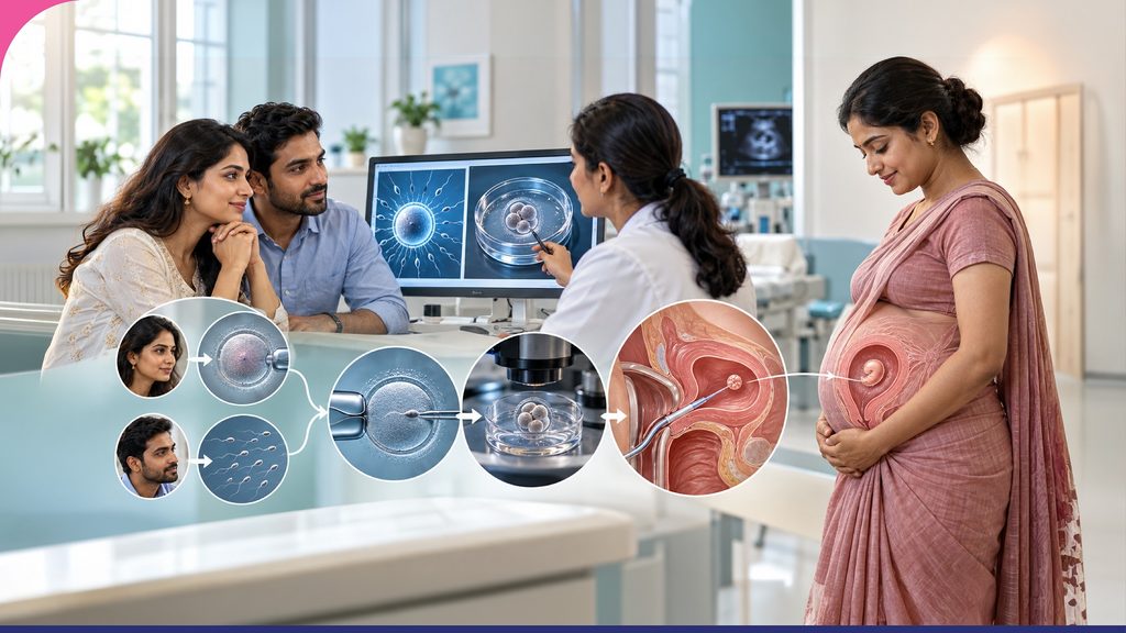 Surrogacy process from IVF and embryo creation to transfer